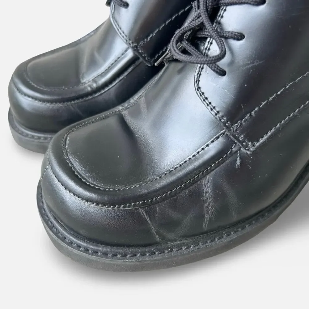 Vintage Y2K Steve Madden Black Leather Chunky Heel Oxford Shoes Size 7.5 grunge